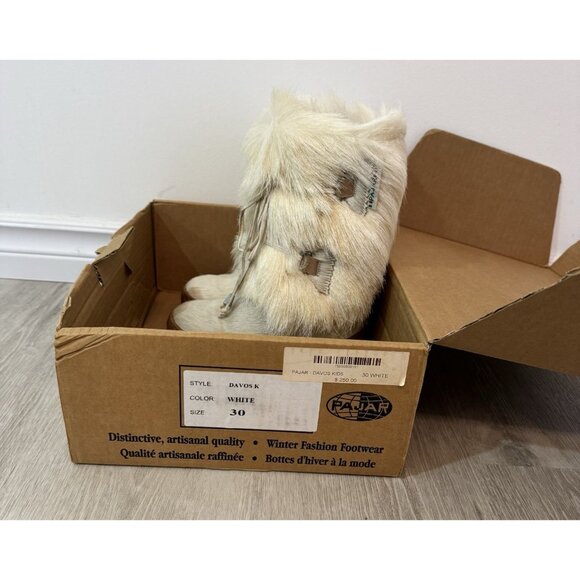 PAJAR Gorgeous Girl's Winter Boots WHITE Fur Trimmed Italian Wool - Picture 7 of 16